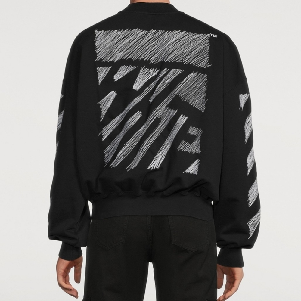 OFF-WHITE Scribble Diag Crewneck Boxy Sweatshirt - Picture 2 of 8